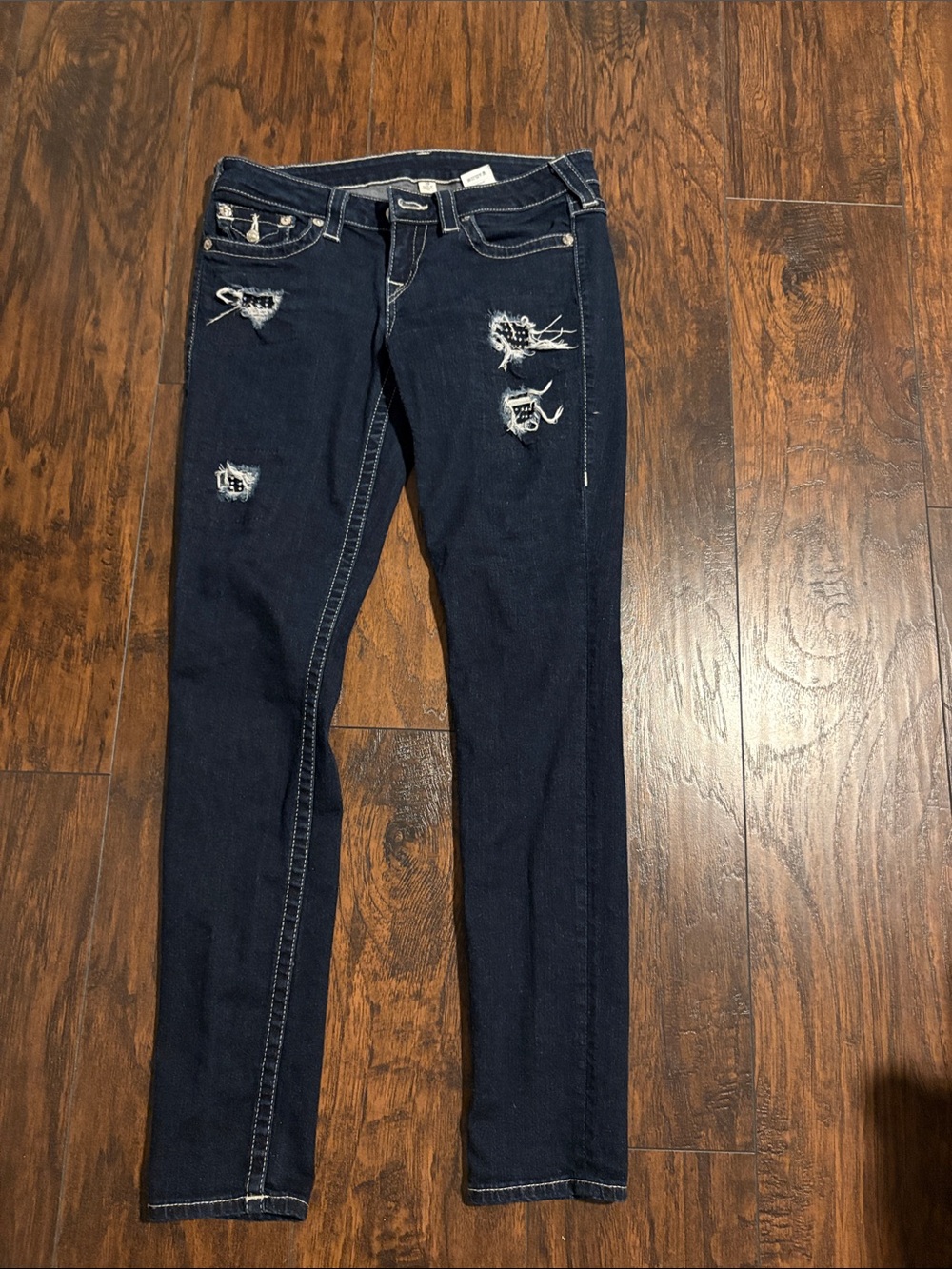 True Religion skinny jeans with distressed with Swarovski crystals size 29